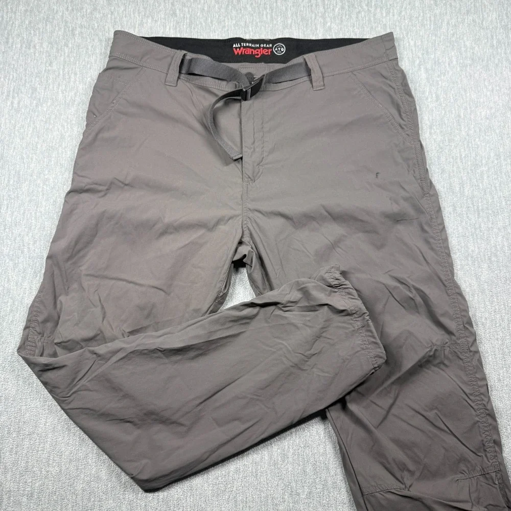 Wrangler Pants Mens 38x30 Gray ATG All Terrain Gear Belted Nylon Hiking Stretch